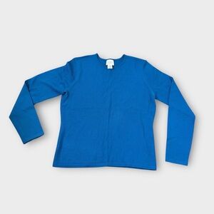 Ann Taylor LOFT Blue Long Sleeve Knit Sweater - Merino Wool Cashmere Blend